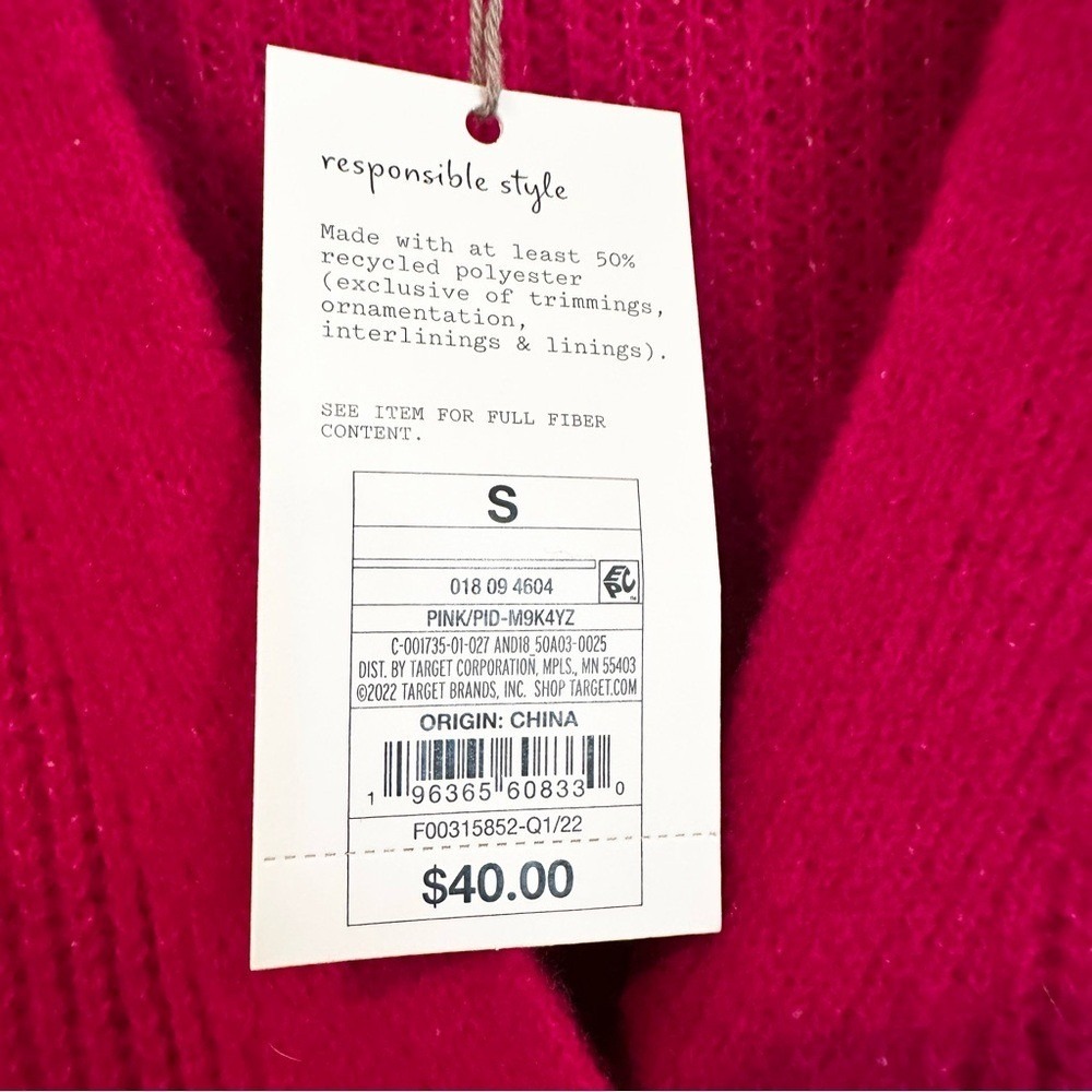 A New Day Target Button Up Sweater Dress Women's Small Fuchsia Casual Y2K Career - Picture 8 of 11